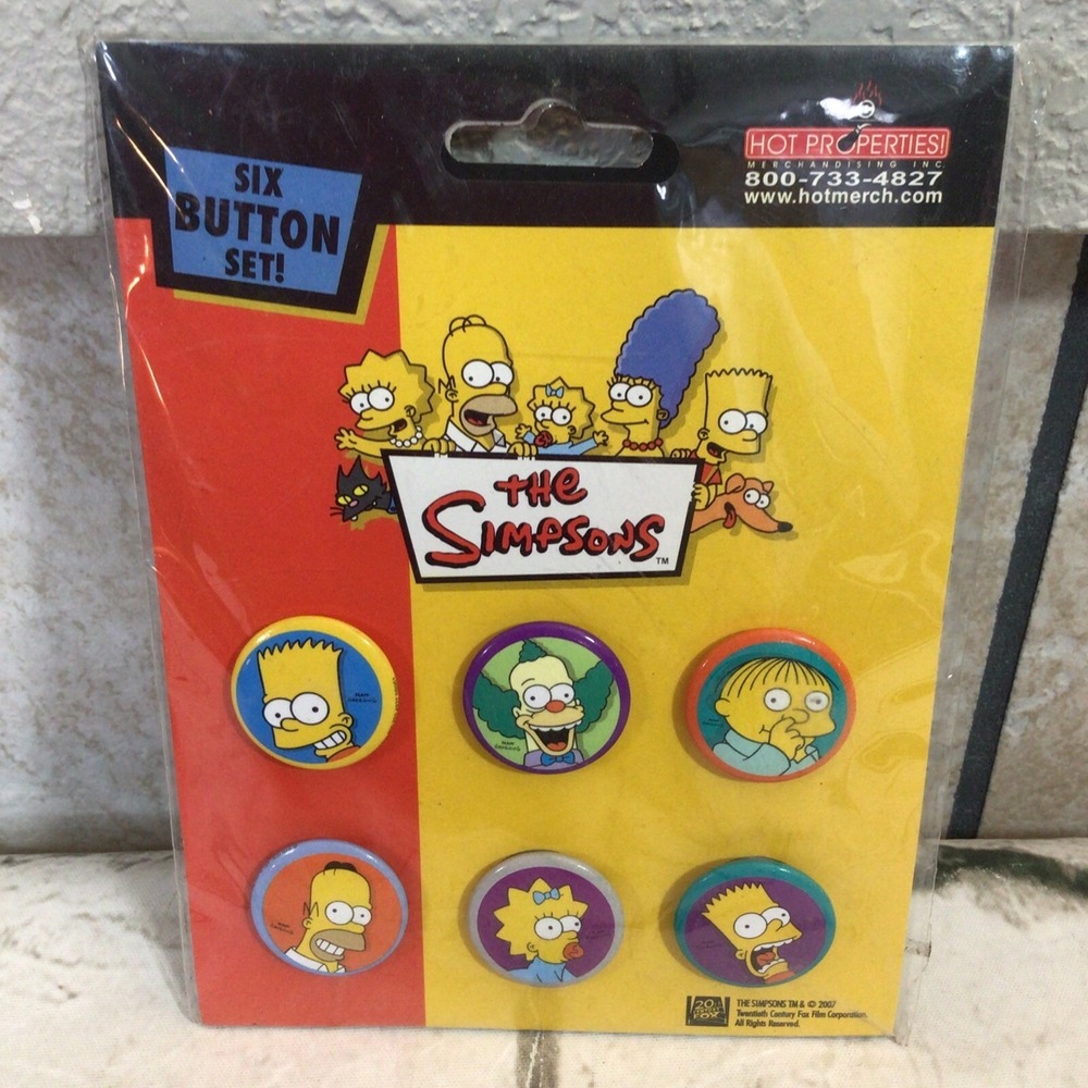The Simpsons‎ 6 Button Collection - Set of 6 -2007 NEW